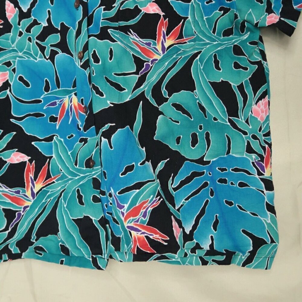 VTG Hilo Hattie The Hawaiian Original Shirt Blue Floral Cotton Retro Men's Large - Picture 6 of 13